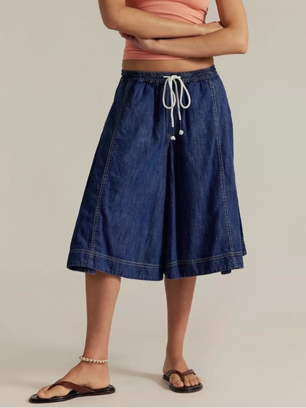 Free People We The Free Distant Lover Culotte Jeans Shorts in Long Distance NWT